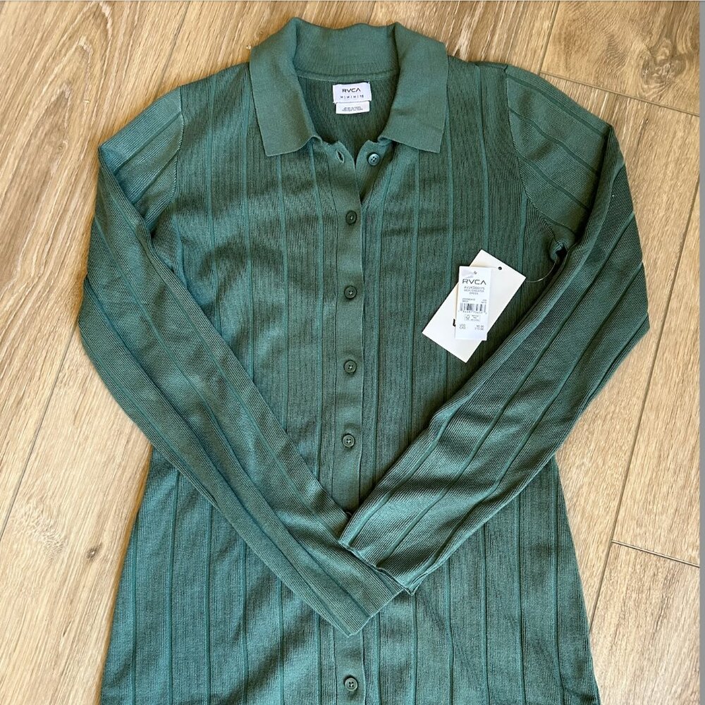 NEW RVCA rib knit green dress